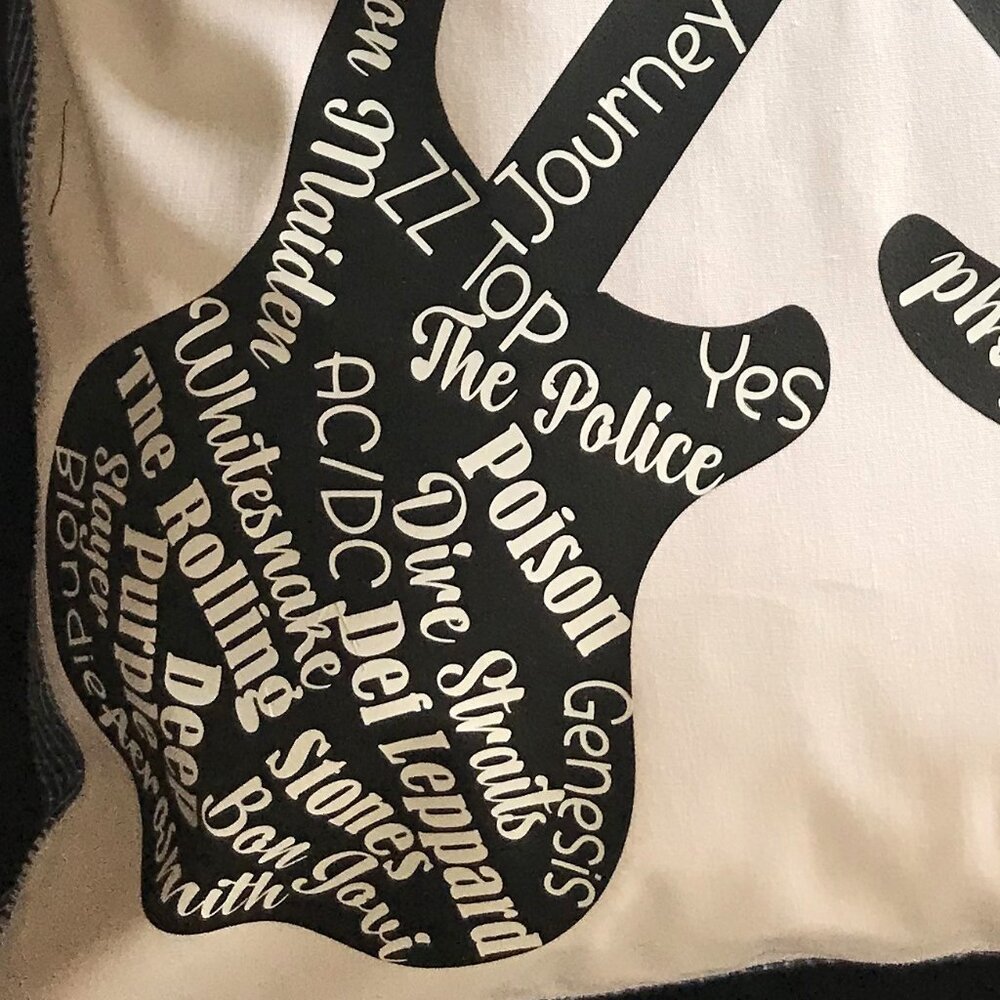 Handmade Pillow Cover, 1980s Rock Bands Guitars Music Room Decor 18 x 18 inches - Picture 8 of 16